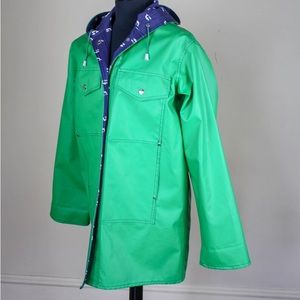 Vintage 80s HM Abernathy Raincoat, Blue Whale Print